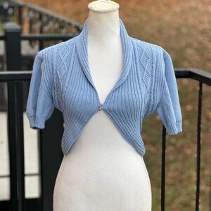 St. John Blue Ribbed Knit Shrug